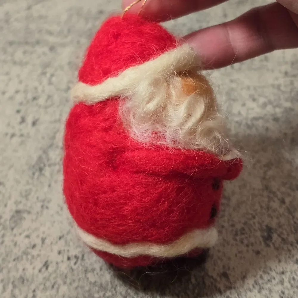 Needle Felt Wool Christmas Ornament Santa Claus Handmade Primitive Folk Art